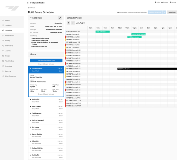 Schedule Generating Events